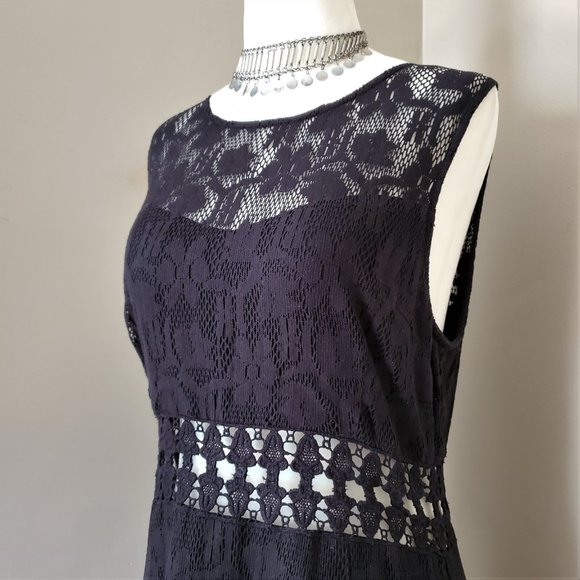 Free People Black Lace Waist Cutout Shift Dress Size M - Picture 9 of 16